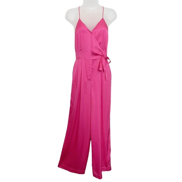 Scotch & Soda Size 34 XS Pink Satin Spaghetti Straps V Neck Racerback Jumpsuit - Picture 9 of 14